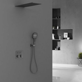 Душевая система Vincea VSFW-401TGM с термостатом Вороненая сталь — фото 2, Встраиваемые душевые комплекты