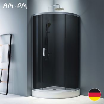 Душевой уголок AM.PM Like Solo Slide 90x90 W83G-315-090CG64 профиль Хром матовый стекло тонированное — фото 1, Душевые уголки четверть круга