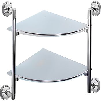 Стеклянная полка Haiba HB1907-2 угловая Хром — фото 1, Полки для ванной и душа