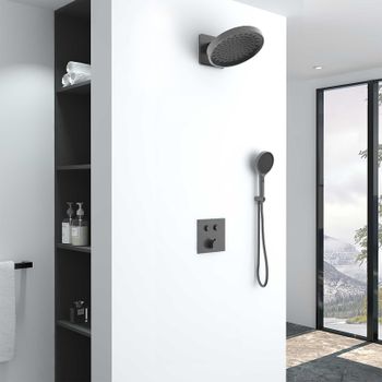 Душевая система Vincea VSFW-421I3GM Вороненая сталь — фото 1, Встраиваемые душевые комплекты