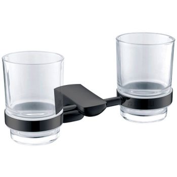 Стакан для зубных щеток CeramaLux Monelli 70003 двойной Черный матовый — фото 1, Стаканы для зубных щеток