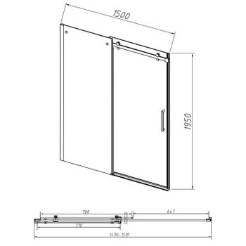 Душевая дверь Vincea Como-N 150 VDS-4CN150CLB профиль Черный стекло прозрачное — фото 6, Раздвижные душевые двери