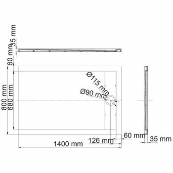 Душевой поддон из искусственного камня WasserKRAFT Mindel 140х80 85T35 Белый матовый — фото 2, Душевые поддоны из искусственного камня