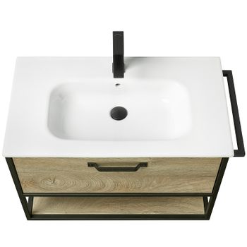 Тумба под раковину Aquaton Лофт Фабрик 80 1A242401LTDU0 подвесная Дуб эндгрейн — фото 3, Тумбы под раковину