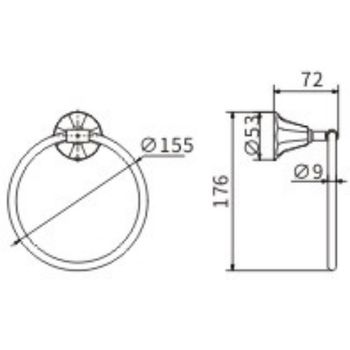 Кольцо для полотенец CeramaLux Biatrichi 73006-1 Черное матовое — фото 2, Полотенцедержатели
