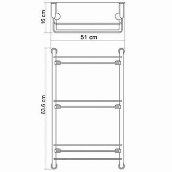 Стеклянная полка WasserKRAFT K-2033 Хром — фото 3, Полки для ванной и душа