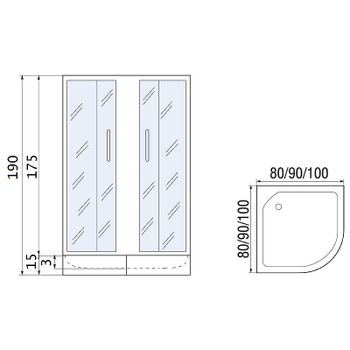 Душевой уголок River Don Light 90x90 MT 10000008313 с поддоном — фото 6, Душевые уголки четверть круга