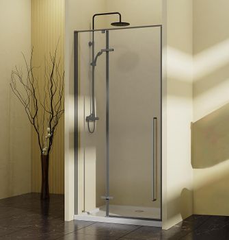 Душевая дверь Vincea Slim-N 90 VDPH-5SN900CLGM профиль Вороненая сталь стекло прозрачное — фото 3, Распашные душевые двери