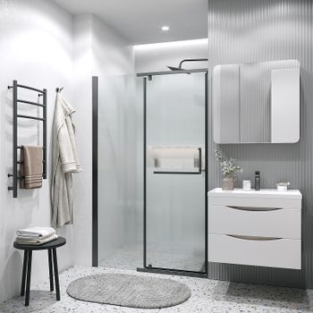 Душевая дверь Grossman Pragma 100 100.K33.03.100.21.02 профиль Черный матовый стекло шиншилла — фото 4, Распашные душевые двери