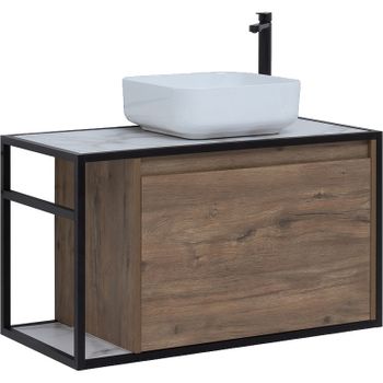 Тумба под раковину Aquanet Nova Lite Loft 90R 261659 подвесная Дуб рустикальный — фото 1, Тумбы под раковину