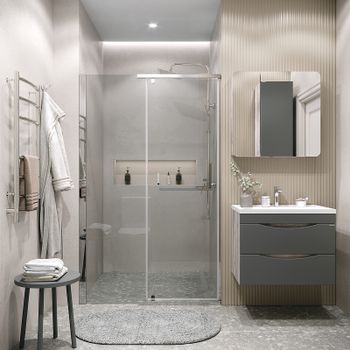 Душевая дверь Grossman Pragma 120 100.K33.03.120.10.00 профиль Хром стекло прозрачное — фото 1, Распашные душевые двери