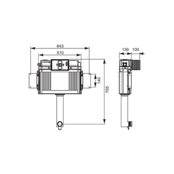 Смывной бачок Tece Profil 9041308 для напольного унитаза без кнопки смыва — фото 2, Смывные бачки скрытого монтажа