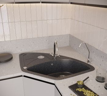 Кухонная мойка Domaci Бьелла DMC-10E GWS-10E-308 Черная — фото 5, Кухонные мойки