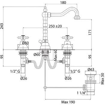 Смеситель для раковины Cezares Lord-BLS2-02 Бронза — фото 3, Смесители для раковины