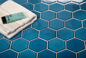 Керамическая мозаика StarMosaic Hexagon big Deep Blue Glossy JJFQ80048 25,6x29,5 см — фото 4, Мозаика