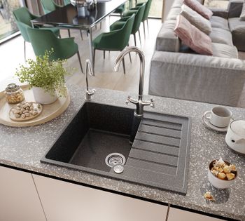 Кухонная мойка Domaci Бьелла DMC-13S GWS-13S-308 Черная — фото 5, Кухонные мойки