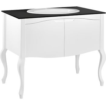 Тумба под раковину Veedi Rustika 95 RST800T-CR Белая Черная — фото 1, Тумбы под раковину