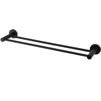 Полотенцедержатель Frap F302 F30209 двойной Черный матовый — фото 1, Полотенцедержатели