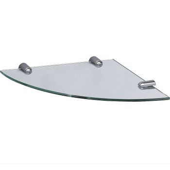 Стеклянная полка WasserKRAFT K-533 угловая Хром — фото 1, Полки для ванной и душа