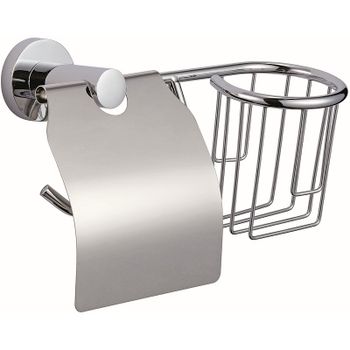 Держатель туалетной бумаги и освежителя воздуха Viko V-214 с крышкой Хром — фото 1, Держатели туалетной бумаги