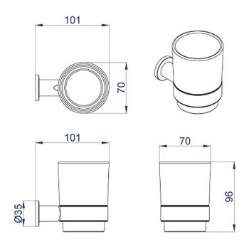 Стакан для зубных щеток Azario Forny AZ-88306 Хром — фото 2, Стаканы для зубных щеток