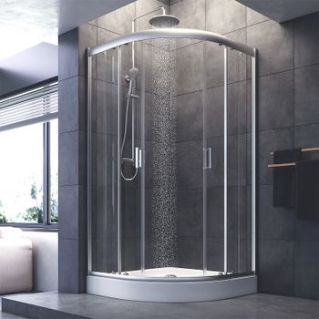 Душевой уголок AM.PM Gem W90G-401-100WT Профиль матовый хром, стекло прозрачное — фото 3, Душевые уголки четверть круга