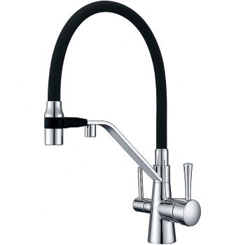 Смеситель для кухни ZorG Sanitary ZR 356 YF Хром Черный — фото 1, Смесители для кухни