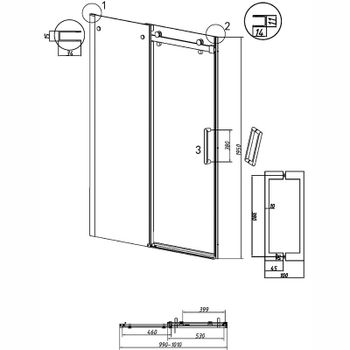 Душевая дверь Grossman Classic 100 100.K33.04.100.21.00 профиль Черный матовый стекло прозрачное — фото 11, Раздвижные душевые двери