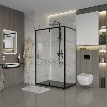 Душевая дверь Niagara Nova 110 NG-83-11AB профиль Черный стекло прозрачное — фото 3, Распашные душевые двери