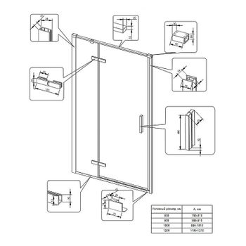 Душевая дверь Veconi Vianno VN-73B 120 VN73B-120-01-C4 профиль Черный матовый стекло прозрачное — фото 4, Распашные душевые двери