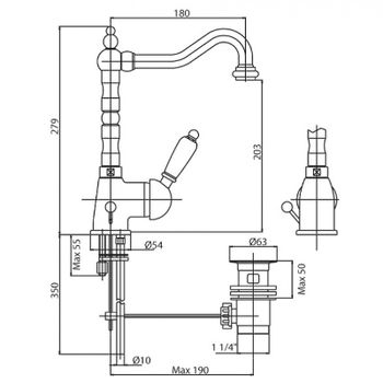 Смеситель для раковины Cezares Elite ELITE-LSM2-02-Bi Бронза — фото 2, Смесители для раковины