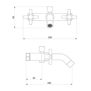 Смеситель для ванны Damixa RedBlu Neo Classic 271000000 Графит — фото 7, Смеситель для ванны