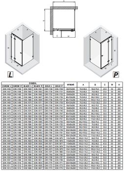 Душевой уголок New Trendy Avexa Black 100x80 R EXK-1587 профиль Черный стекло прозрачное — фото 14, Квадратные душевые уголки
