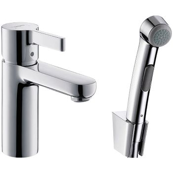 Смеситель для раковины Hansgrohe Metris S 31160000 с гигиеническим душем Хром — фото 1, Смесители для раковины