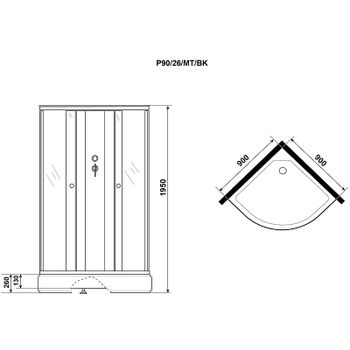 Душевая кабина Niagara Promo 90x90 P90/26/MT/BK без гидромассажа — фото 11, Душевые кабины