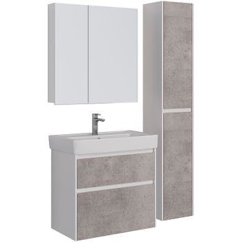 Тумба под раковину Lemark Combi 100 LM03C100T-Beton подвесная Бетон Белый глянец — фото 6, Тумбы под раковину