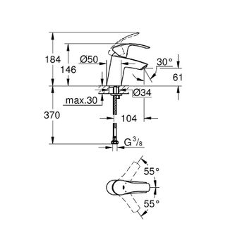 Смеситель для раковины Grohe Eurosmart 32467002 Хром — фото 3, Смесители для раковины
