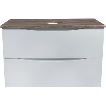 Тумба под раковину Bond Cube 80 T09805 подвесная Белая матовая Дуб — фото 2, Тумбы под раковину