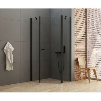 Душевой уголок New Trendy New Soleo Black 90х90 K-0613 профиль Черный стекло прозрачное — фото 2, Душевые уголки трапеция