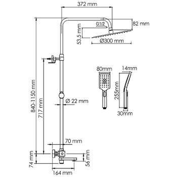 Душевая система WasserKRAFT Aisch A199.262.201.BG Thermo с термостатом Золото матовое — фото 13, Душевые стойки