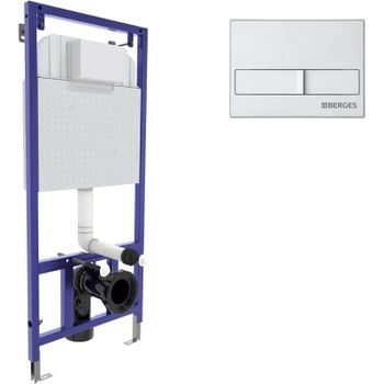 Инсталляция Berges Novum 040212 для унитаза с клавишей смыва Хром матовый — фото 1, Инсталляции для унитазов