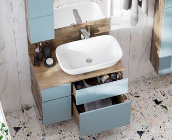 Тумба под раковину Aquaton Мишель 80 1A256801MIX30 подвесная Дуб рустикальный Фьорд — фото 10, Тумбы под раковину