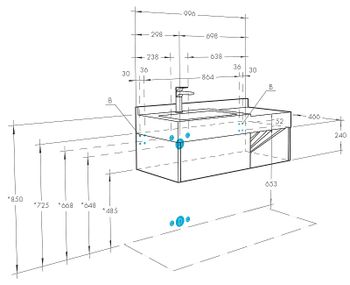 Тумба под раковину Aquaton Сакура 100 1A234901SKW80 подвесная Ольха наварра Белый глянец — фото 5, Тумбы под раковину