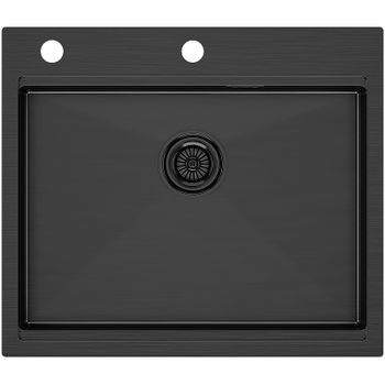 Кухонная мойка Paulmark Kroner-Pro 59 PM705951-GM Вороненая сталь — фото 1, Кухонные мойки
