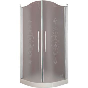 Душевой уголок Migliore Diadema 90x90 20419 профиль Хром стекло матовое с декором — фото 1, Душевые уголки четверть круга