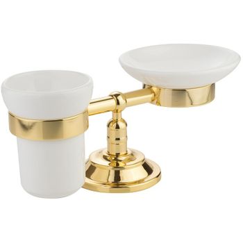 Стакан для зубных щеток с мыльницей Migliore Mirella 17325 Золото — фото 1, Стаканы для зубных щеток