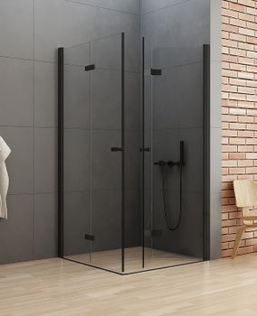 Душевой уголок New Trendy New Soleo Black 70х100 D-0233A/D-0240A профиль Черный стекло прозрачное — фото 2, Прямоугольные душевые уголки