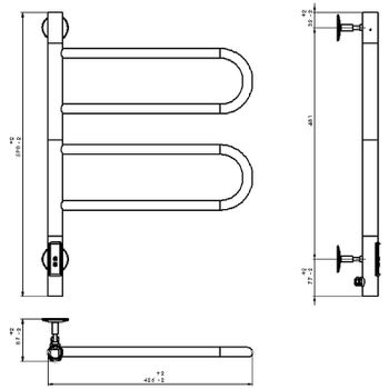 Электрический полотенцесушитель Vincea 44х60 VTD-1R1CBE Черный матовый — фото 3, Электрические полотенцесушители