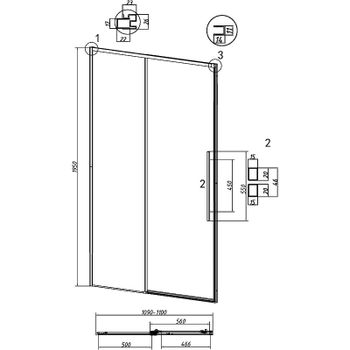 Душевая дверь Grossman Galaxy 110 100.K33.01.110.42.00 профиль Графит сатин стекло прозрачное — фото 11, Раздвижные душевые двери