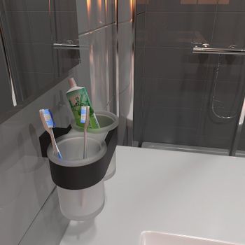 Стакан для зубных щеток Altasan Лотос ЛТ42ЧМ двойной Черный матовый — фото 2, Стаканы для зубных щеток